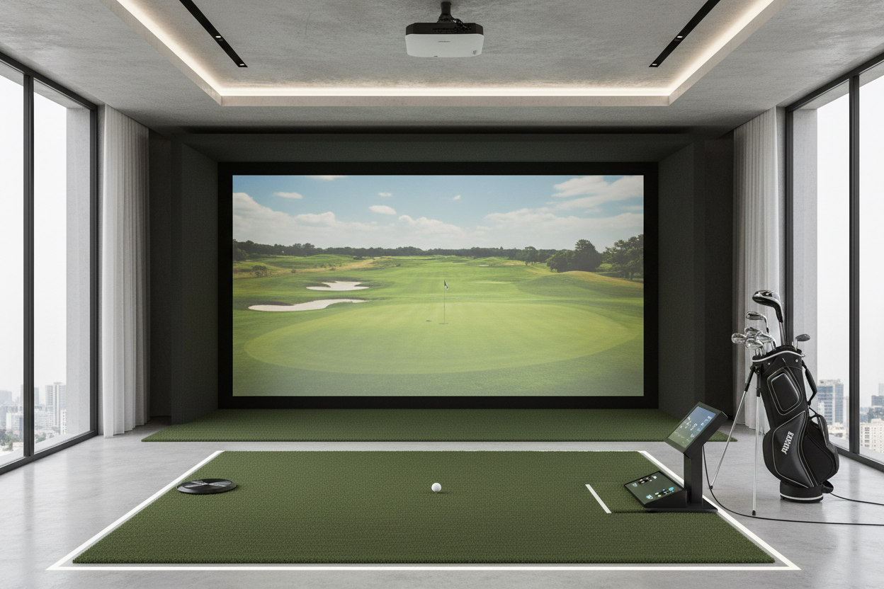 generate an image of a golf simulator kit 
